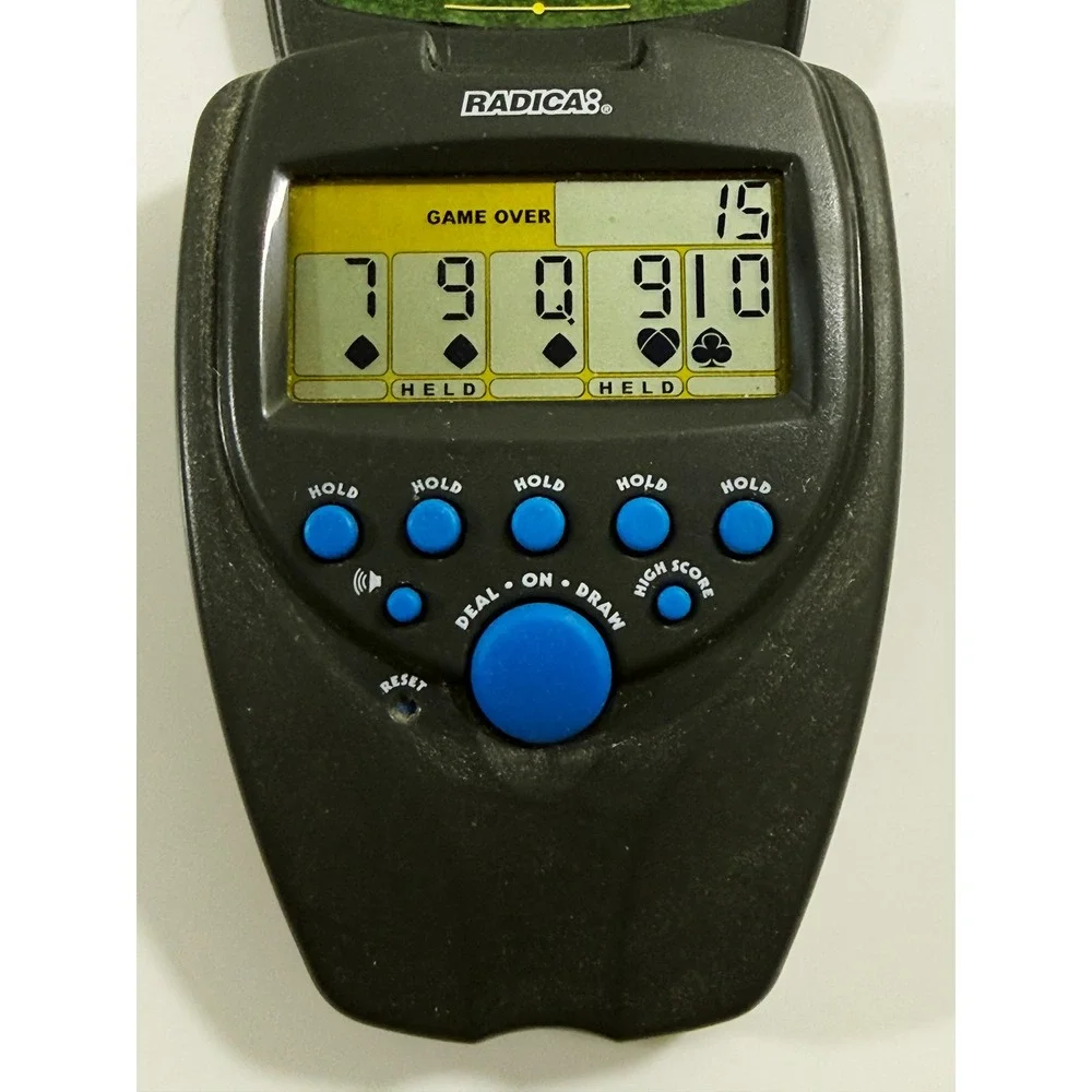 Radica Draw Poker Electronic Handheld Game Unisex OS Black Retro Vtg 1998 Model